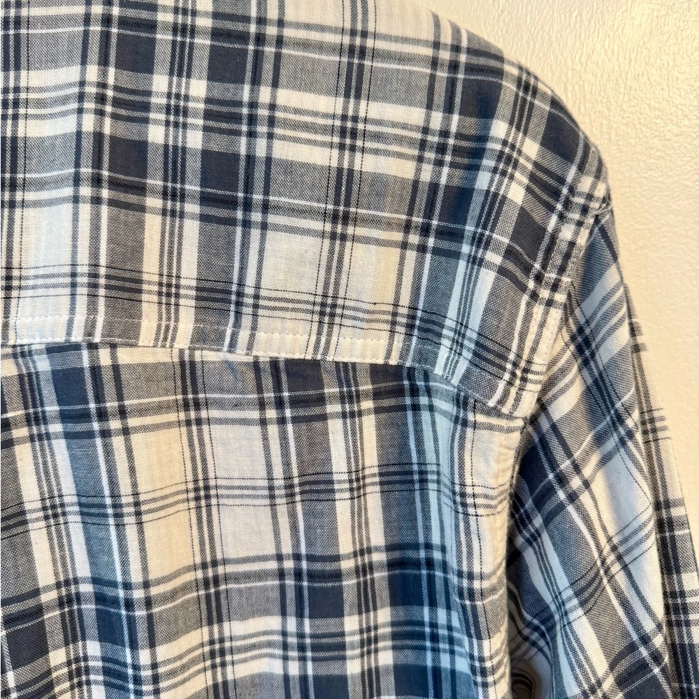 Rowan Women's Blue and White Plaid Button Down Shirt - Dallas Oversized - Picture 7 of 11